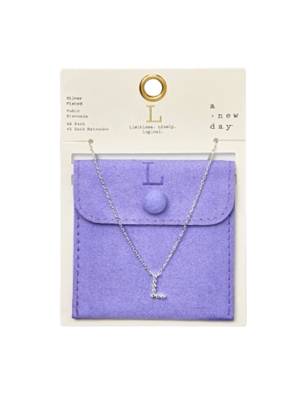 A New Day Silver Plated Cubic Zirconia Initial "L" Pendant Necklace